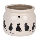 Cumpara ieftin Ghiveci flori ceramica bej neagra Pisicute 12x10 cm