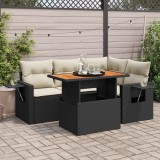 Cumpara ieftin Gossi set mobilier de gradina cu perne, 5 piese, negru, poliratan