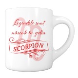 Cana alba personalizata &quot;Legendele sunt nascute in zodia Scorpion&quot;, INOVATIX&reg;. 330ml