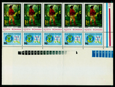 1973 LP834 Stamp Day x5 MNH Mi: RO 3149 foto