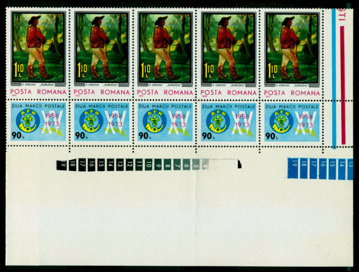 1973 LP834 Stamp Day x5 MNH Mi: RO 3149
