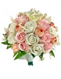 Buchet mare personalizabil cu trandafiri, bujori si flante naturale uscate (Alb, Roz), Eventissimi&reg;