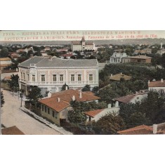 RUSE - PANORAMA ORASULUI VAZUTA DIN EST , CARTE POSTALA ILUSTRATA , POLICROMA, NECIRCULATA , INCEPUTUL SECOLULUI XX