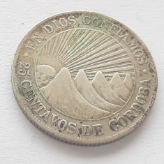 358. Moneda Nicaragua 25 centavos 1914 - Argint 0.800 (tiraj 100.000 buc)