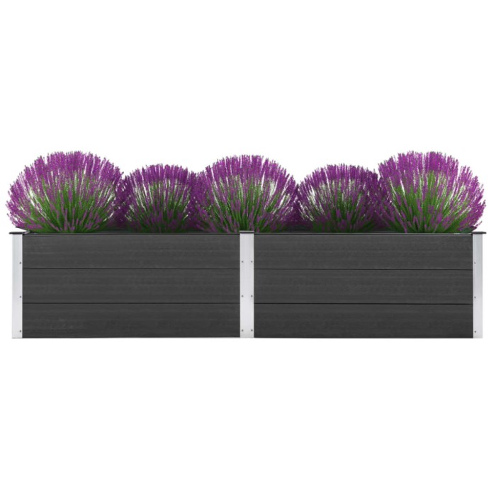 Gossi strat inaltat de gradina, gri, 250 x 50 x 54 cm, wpc