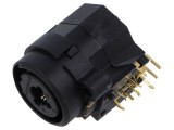 Conector NEUTRIK Jack 6,3mm la XLR soclu mamă unghi 90&deg; NCJ10FI-H-0 THT 3A