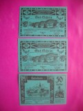 HOPCT BANCNOTA NOTGELD NR 78 MAUTERN - SET 3 BUC -10,20 SI 50 HELLER 1920 -AUSTRIA-UNC