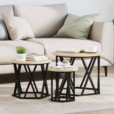 vidaXL Masă laterală nesting 3 pcs Stejar sonoma 53 x 53 x 40 cm 868256 foto