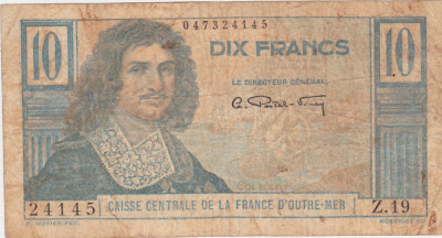 FRENCH EQUATORIAL AFRICA Franta 10 Franci FRANCS Colbert ND(1947) aF foto