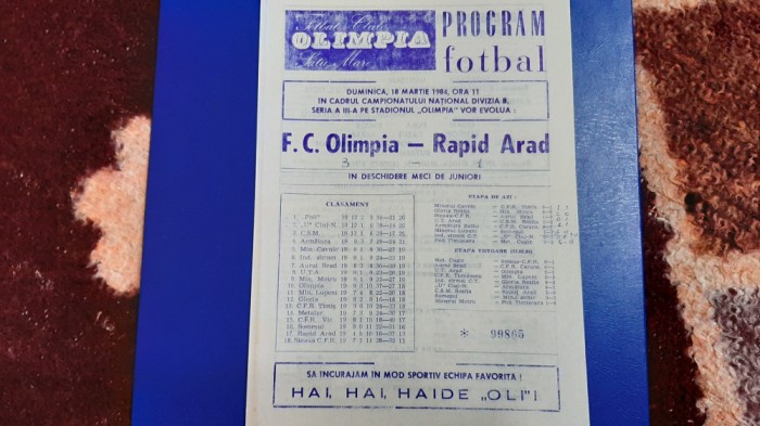 program Olimpia SM - Rapid Arad