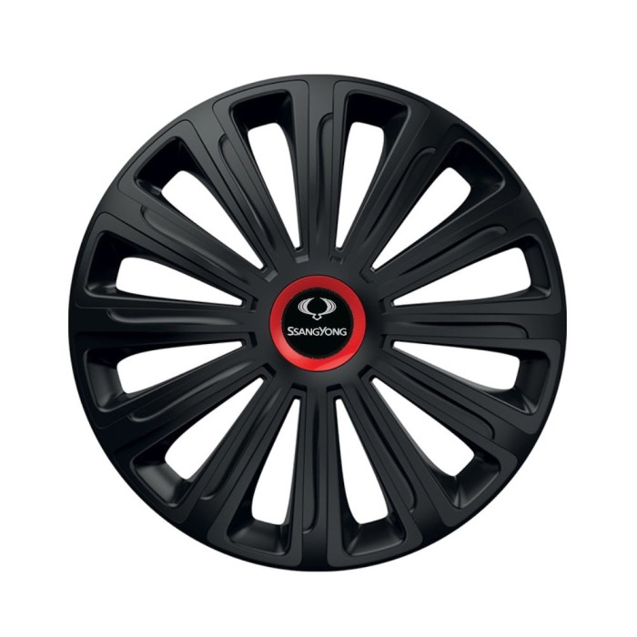 Set 4 capace roti Negre Cu Inel Rosu Trend R14 Compatibil Cu SsangYoung