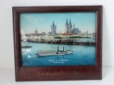 Tablou vechi imagine color printata Coln am Rhein Ttalansicht (Germania) - cu accente sidefate, rama de lemn cu scris auriu