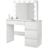 Masa Toaleta Machiaj Alba cu Oglinda LED Irina 94x43x141 cm Artool, 4 Sertare Spatioase