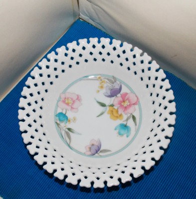 Fructiera porțelan traforat reticular, decor floral - Catherine - Keito, Japan foto