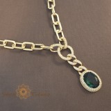 Cumpara ieftin Colier aur 14K placat , Regina Esmeralda 50 cm