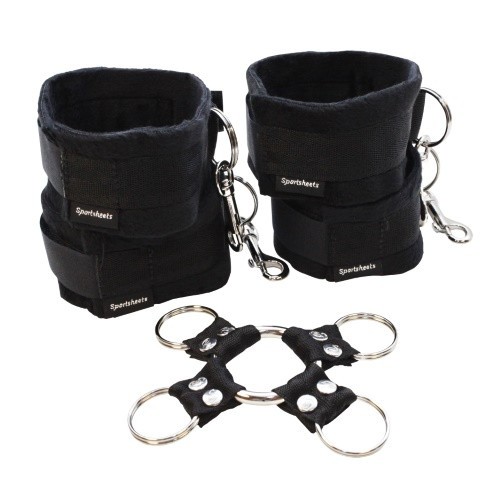 Catuse maini si glezne - Sportsheets Legatura Hog Tie si Catuse Set de 5 Piese Utilizabile Individual