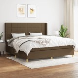 VidaXL Pat box spring cu saltea, maro &icirc;nchis, 200x200 cm, textil