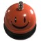Clopotel metalic multifunctional, flippy, portocaliu cu imprimeu smiley face, 7.5x7.5x6.5 cm, receptie, restaurant, cafenele