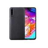 Husa pentru Samsung Galaxy A40, GloMax Perfect Fit cu insertii de carbon negru