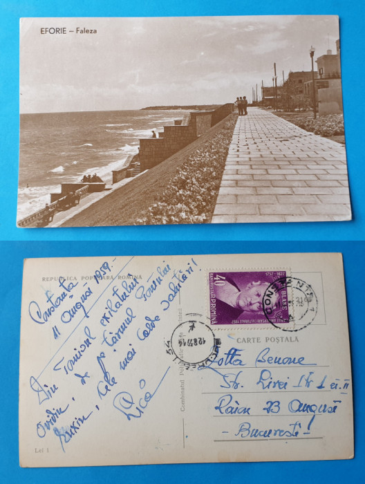 Carte Postala veche frumos circulata anul 1959 - RPR - Eforie - Faleza