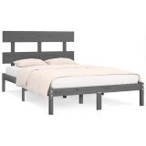 Cumpara ieftin Cadru de pat, gri, 200x200 cm, lemn masiv
