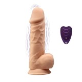 Vibrator Realist Silexd, Remote Control, 10 Moduri Vibratii, Silicon, USB, Natural, 21.5 cm