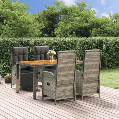 vidaXL Set mobilier de grădină cu perne, 5 piese, gri, poliratan 3185046 foto