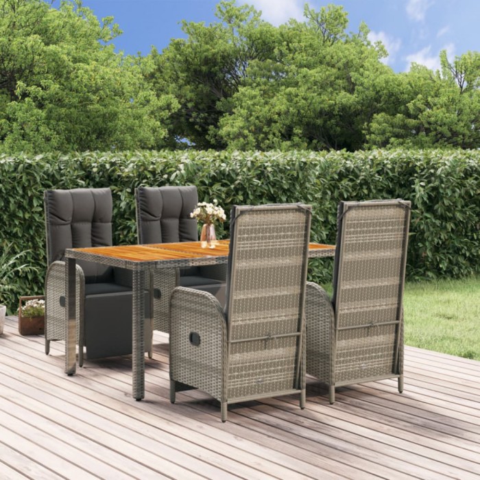 vidaXL Set mobilier de grădină cu perne, 5 piese, gri, poliratan 3185046