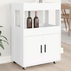 vidaXL Cărucior de bar, alb, 60x39,5x89 cm, lemn prelucrat