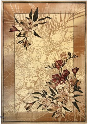 Covor Model Lotos 1563-100, Marime 80 x 150 cm, Crem, Inaltime Fir 8 mm, Antialergic, Polipropilena, Living, Dormitor, Sufragerie, Birou foto