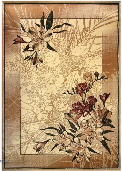 Covor Model Lotos 1563-100, Marime 80 x 150 cm, Crem, Inaltime Fir 8 mm, Antialergic, Polipropilena, Living, Dormitor, Sufragerie, Birou