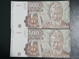 500 lei 1991 IANUARIE set 2 bancnote consecutive UNC /din foto