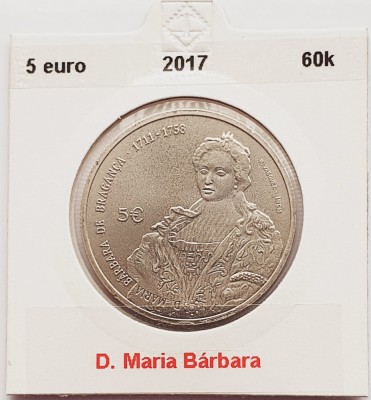 2189 Portugalia 5 Euro 2017 D. Maria B&amp;aacute;rbara km 876 foto