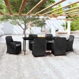 VidaXL Set de masă pentru grădină, 7 piese, cu perne, negru