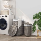 vidaXL Coș de rufe cu capac 2 pcs Gri Kubu Ratan Kubu 42020973