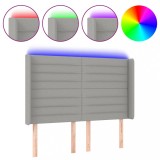 Cumpara ieftin Tablie de pat cu LED, gri deschis, 147x16x118/128 cm, textil