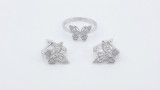 Cumpara ieftin Set Bijuterii din Argint 925 , zFluturi Filigran, , Inel E i Cercei cu PavA de Zirconia, 4,9gr