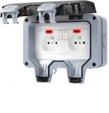 Priza dubla de exterior, QttvbTna, IP66, rezistenta la apa/praf, 220V-240V, 16A