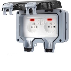 Priza dubla de exterior, QttvbTna, IP66, rezistenta la apa/praf, 220V-240V, 16A