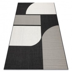 Covor sisal Flat 49384690 ABSTRACTION crem / negru, 200x290 cm