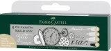 Pitt Artist Pen Soft Brush Set 4 Buc Alb si Negru Faber-Castell