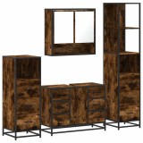 Cumpara ieftin Set de mobilier de baie 4 piese Lemn prelucrat de stejar afumat