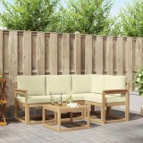 vidaXL Set canapele gradina exterior 5 piese lemn masiv acacia alb crem