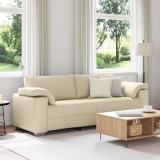 Canapea 3 Locuri vidaXL Crem 178cm, Metal &amp; Lemn, Tapitata Poliester, Confortabila, Cadru Durabil, Asamblare Usoara
