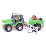 Tractor cu trailer - animale, New Classic Toys