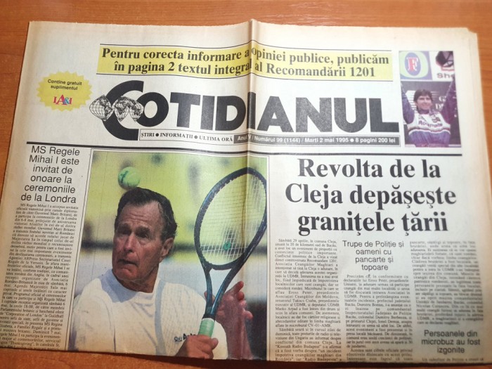 cotidianul 2 mai 1995-art regele mihai invitat la ceremoniile din londra