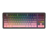 Tastatura gaming mecanica Bluetooth cu si fara fir Redragon Antonium Pro neagra cu roz iluminare RGB
