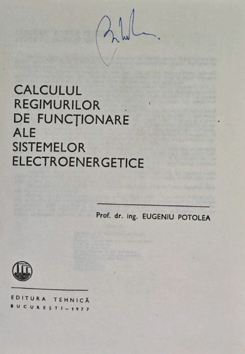 Calculul regimurilor de functionare ale sistemelor electroenergetice - 1977 - Eugeniu Potolea (AY22)