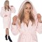 Halat de baie pentru femei pana la genunchi, cu gluga, marimea L/XL, roz Household NewTrend