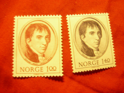 Serie Norvegia 1973 - Personalitati 200 Ani Jacob Aail - politician , 2 valori foto
